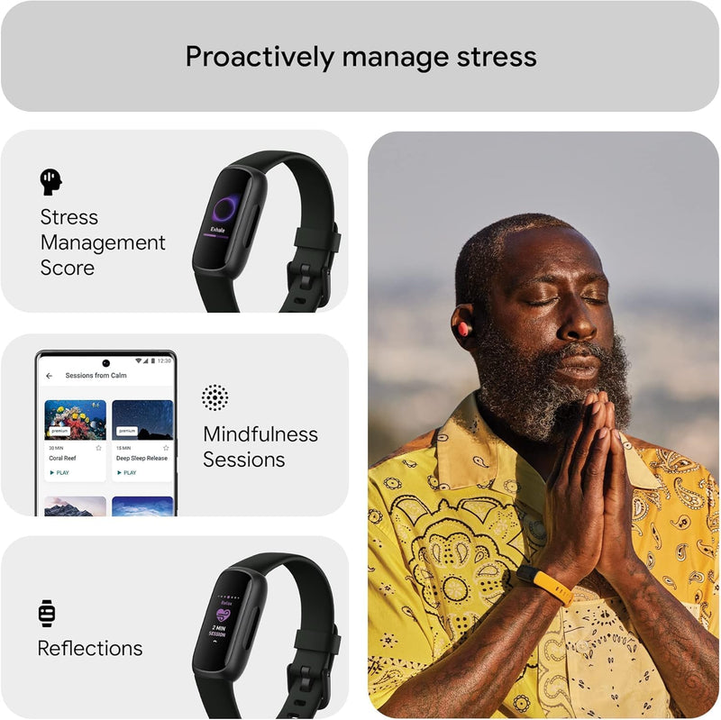 Fitbit Inspire 3 Activity Tracker with 6-months Premium Membership Included, up to 10 days battery life and Daily Readiness Score - Black/Midnight Zen, One Size