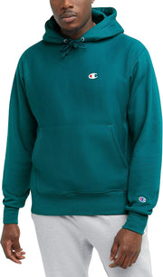 mens Reverse Weave Pullover Hoodie Reverse Weave Script Pullover Hoodie - Everglade Green Left Chest C