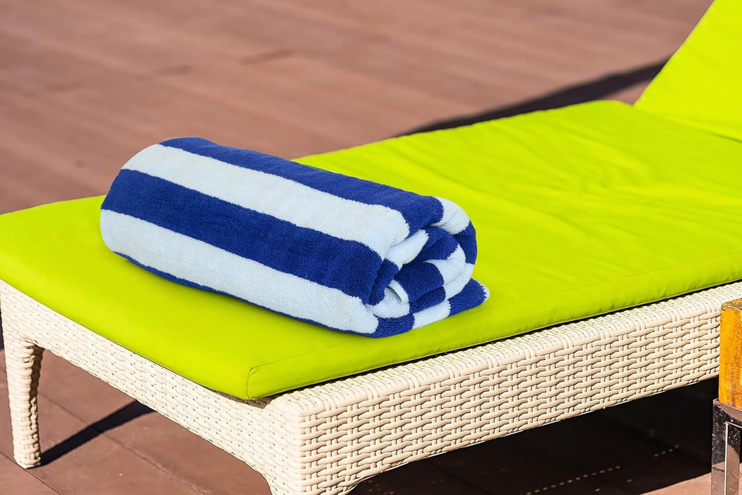 Bliss Casa Oversized Beach Towels (2 Pack, 90x180 cm) - Extra Large 100% Cotton Summer Pool Cabana Stripe Highly Absorbent & Soft Towel (Beach Towel - 2PC, Blue)