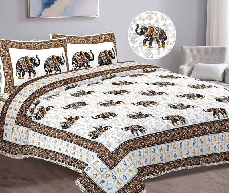 SUFAYA FAB Printed Indian Sanganer Cotton Premium Big Size Bedsheets for Modern Look(108x108) inches,Pillow (17x27) inches