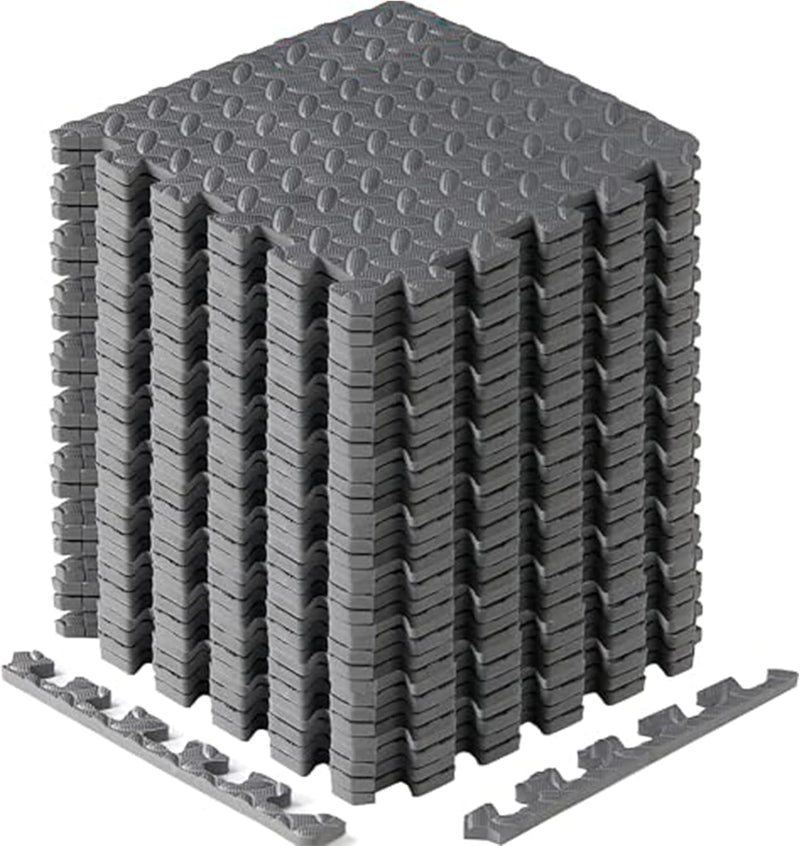 Interlocking Foam Mats for Gym Exercise Equipment (30cx30cm Each Tile - Pack of 12 Tiles For 1 Square Meter) Eva Interlocking Floor Tiles - J. Grey - 36 Tiles (36 Square Feet)