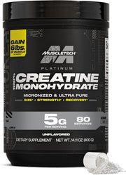 MuscleTech Platinum Creatine Monohydrate Powder Pure Micronized Muscle Recovery + Builder for Men & Women Workout Supplements Unflavored 400 grams 80 servings - Unflavored 400g (14.11oz)