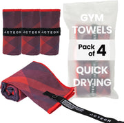 Microfiber Quick Dry Gym Towel, Silver ION Odor-Free Absorbent Fiber, Fast Drying, Men & Women Workout Gear for Body Sweat, Working Out, Towels - Magma 4 -pack