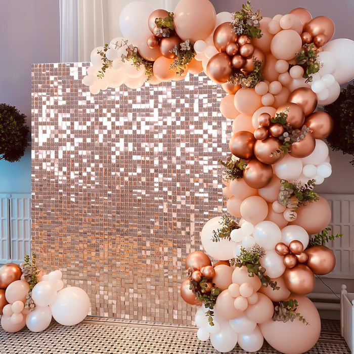 LuoluoHouse Shimmer Wall Panel Sequin Backdrop Panels 12 Packs-Iridescent Silver Backdrop for Graduation Anniversary Backdrop Wall Backdrops Engagement Decoration