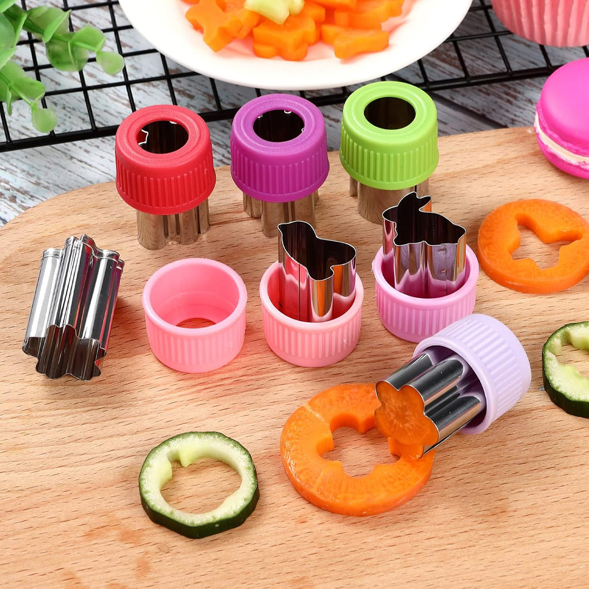 MUYIYAMEI Vegetable Cutter Shape Set, Mini Cookie Cutters,Biscuit Cutter to Decorate Food, Children's Baking and Food Supplement tool Accessories Kitchen Crafts, (20PCS+20Fork) – image 3