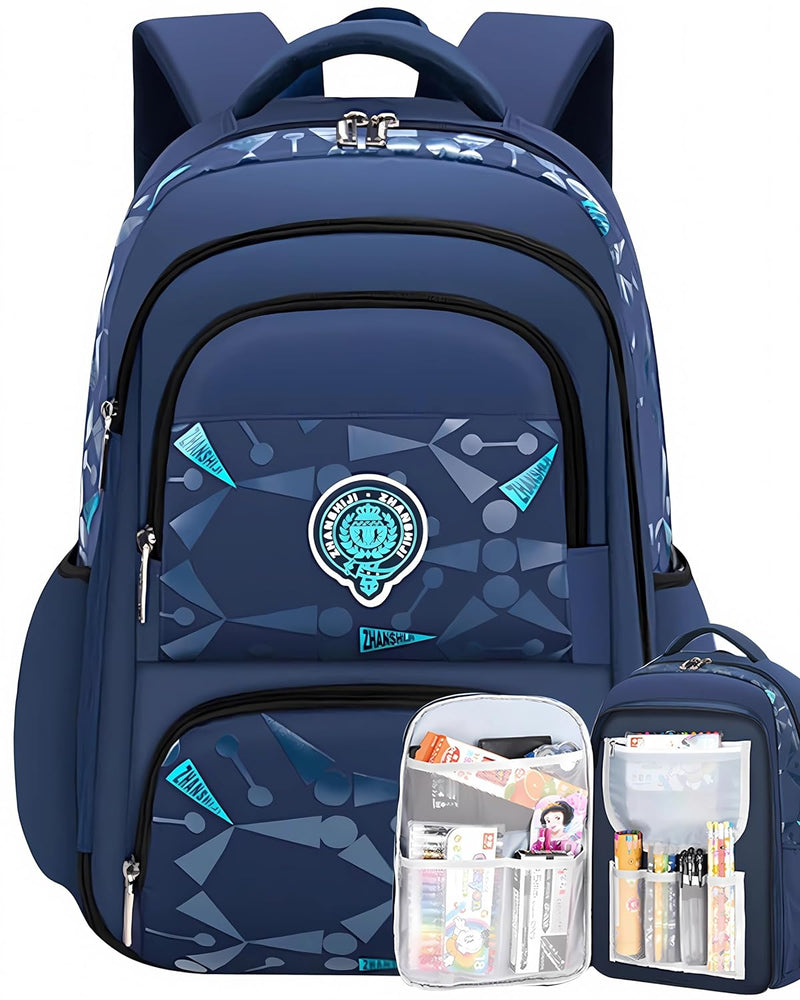 Exclusive School Bag for Boys, Large Capacity, Waterproof Kids Backpack with Ergonomic Design. Fits Textbooks, Lunch Box, and Snacks. Ideal for Grades 1-3.