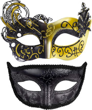 2 Stck Venezianische Maske Paar Maskerade Mask Venezianischen Maske Kostm Masken fr Damen Herren Halloween Karneval Party - Black & Gold Swan