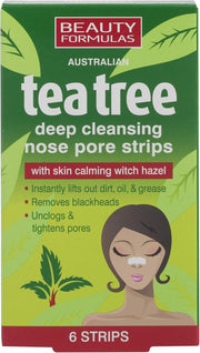 BEAUTY FORMULAS TEA TREE NOSE PORE STRIPS - 6 Count (Pack of 1)