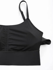 CRZ YOGA Women's V Back Longline Sports Bra with Adjustable Straps Wireless Workout Padded Yoga Bra Cropped Tank Tops