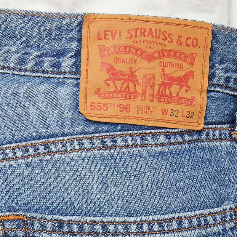 555 Relaxed Straight Jeans for Men, Med Indigo