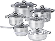 Cuisine Art Wilson Stainless Steel Cookware Set, 12-Piece, Casseroles, Saucepan, Fry Pan, Ergonomic Handles, All Cooktop Compatible, Dishwasher Safe, Durable, Stylish Kitchen Essentials