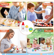 Kids Bento Box Accessories, 59-Piece Food Picks Set with Mini Condiment Bottles, Animal-Shaped Lunch Box Tools for School, Camping, Office, Includes Ketchup Dispensers, Soy Sauce Containers