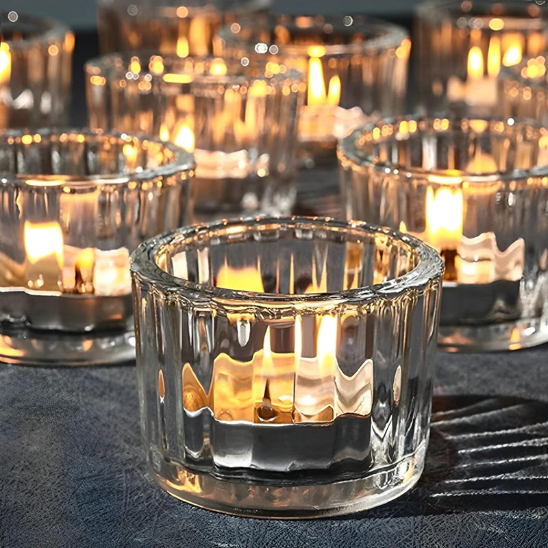Beauenty Tealight Candle Holder Set of 12,Votive Candle Holders for Wedding Candle,Clear Glass Romance Tealight Candle Holders for Party&Home,Christmas,Wedding Decor,Valentines Day Decor