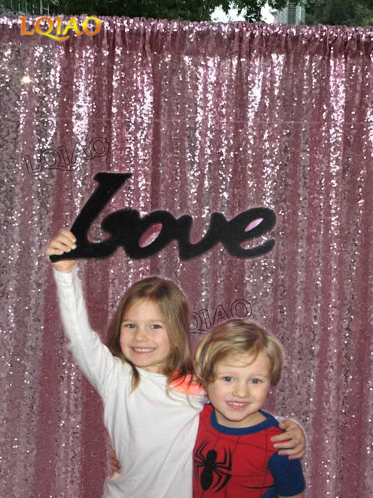 LQIAO 2 Panels Light Gold Sequin Backdrop Glitter Fabric for Wedding Birthday Parties Shimmer Wall-2x8ft