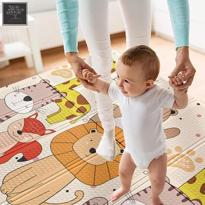Sulfar Foldable Baby Playmat 180x200cm – Non-Slip XPE Foam Crawling Mat for Kids & Babies | Thick, Waterproof, Double-Sided Baby Carpet for Nursery & Playroom (Pack of 1)