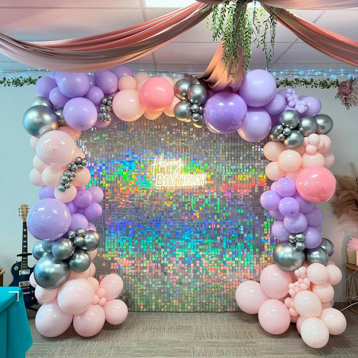 Kate Shimmer Wall Backdrop Sliver Wall Panels 12Pcs Square Sequin Shimmer Wall Backdrop Decoration for Birthday Party,Wedding, Anniversary