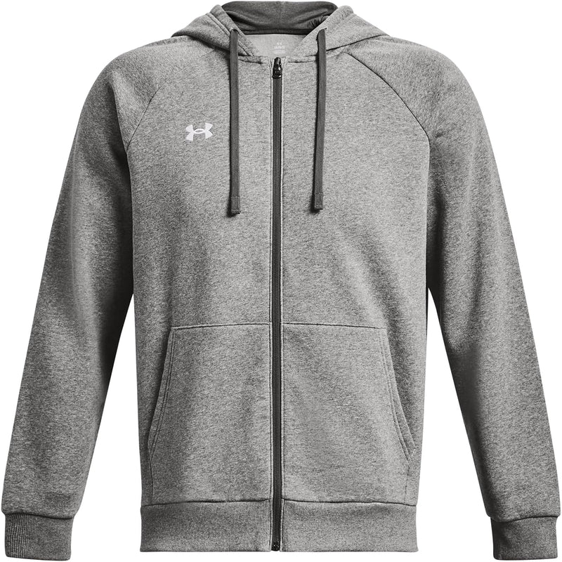 mens Ua Rival Fleece Fz Hoodie Sweatshirt (pack of 1) - Castlerock Light Heather / / White