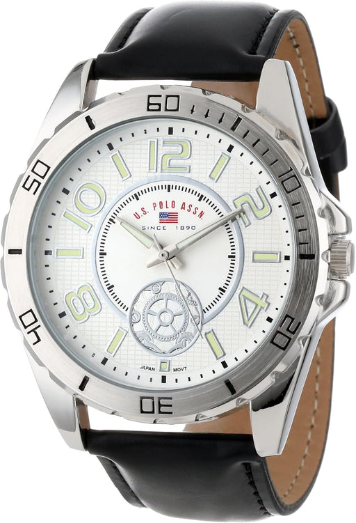 Mens Quartz Watch, Analog-Digital Display and Leather Strap US5159