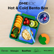 OmieBox Kids Insulated Leakproof Bento Lunch Box with Food Jar (Monster Blue)