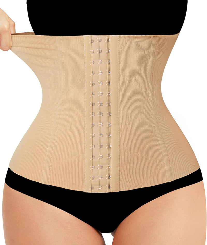 Waist Training Corset, Abdominal Control Shapewear, Postpartum Belly Band - Beige Hook