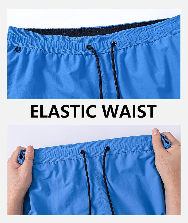 RBYEKP Mens Swimming Trunks 2 Pack Quick Dry Beach Surfing Shorts for Men Elastic Waist Board Short with Mesh Lining(Slim Fit)