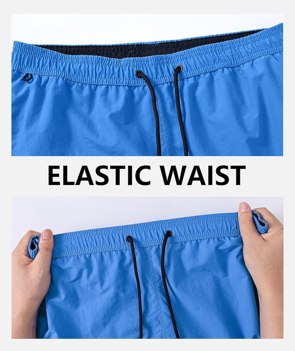 RBYEKP Mens Swimming Trunks 2 Pack Quick Dry Beach Surfing Shorts for Men Elastic Waist Board Short with Mesh Lining(Slim Fit)