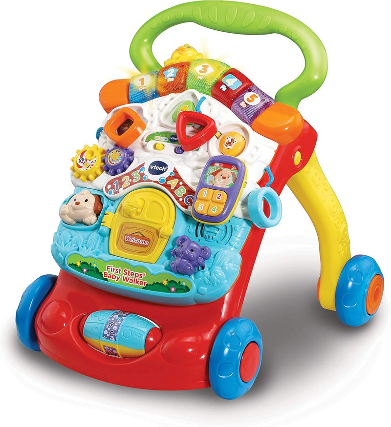 VTech First Steps Baby Walker Push Along Walker Baby Toy with Shapes, Sounds, Music, Phrases, Pretend Play and More Suitable for Babies from 6 Months, 1, 2 & 3 Year Olds, Boys & Girls, Orange - multiple colours