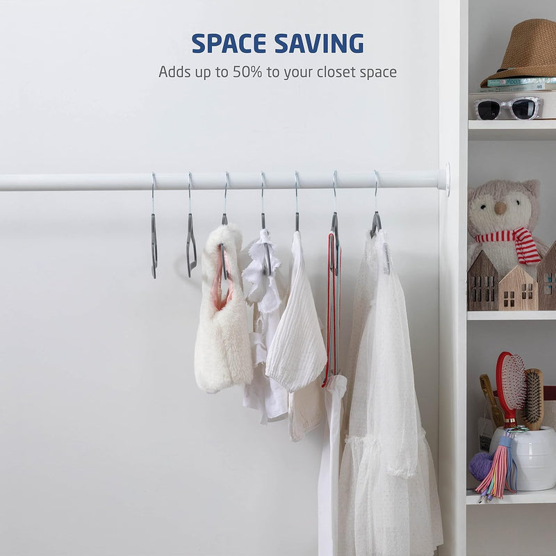 Zober Premium Quality Space Saving Kids Velvet Hangers Strong and Durable 360 Degree Chrome Swivel Hook Ultra Thin Non Slip Junior Hangers,-50 Pack Off-white ZO-VJ303…