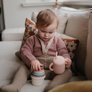 Mushie Silicone Training Cup with Straw for Baby - 175ml Leak-Resistant Cups for Toddlers with Removable Lid - BPA-Free, Dishwasher Safe | Blush