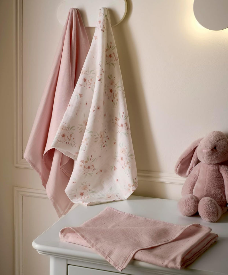 Mamas & Papas 3 Pack Large Cotton Muslin Squares, Floral