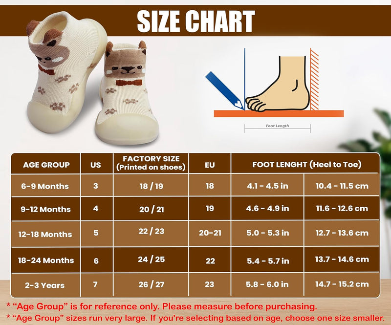 Dookeh Baby Sock Shoes Boys Girls First Walking Shoes Non-Slip Slippers Soft Sole Sneakers Toddler Infant Babygirl