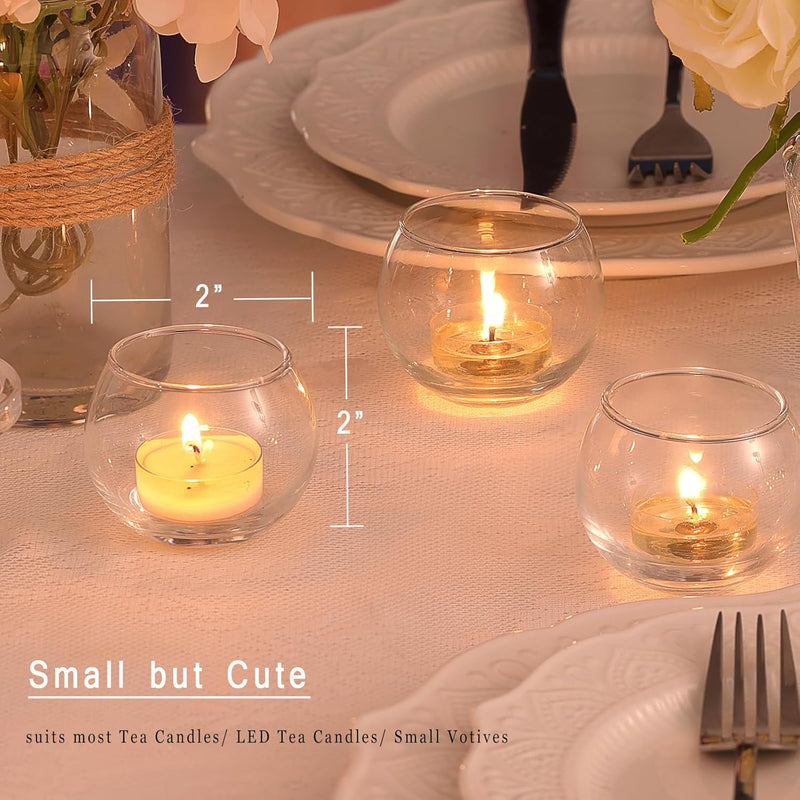 Lamorgift Clear Votive Candle Holders Set of 12 - Mercury Glass Votives Candle Holder - Tealight Candle Holder for Home Decor and Weddings/Parties Table Centerpieces