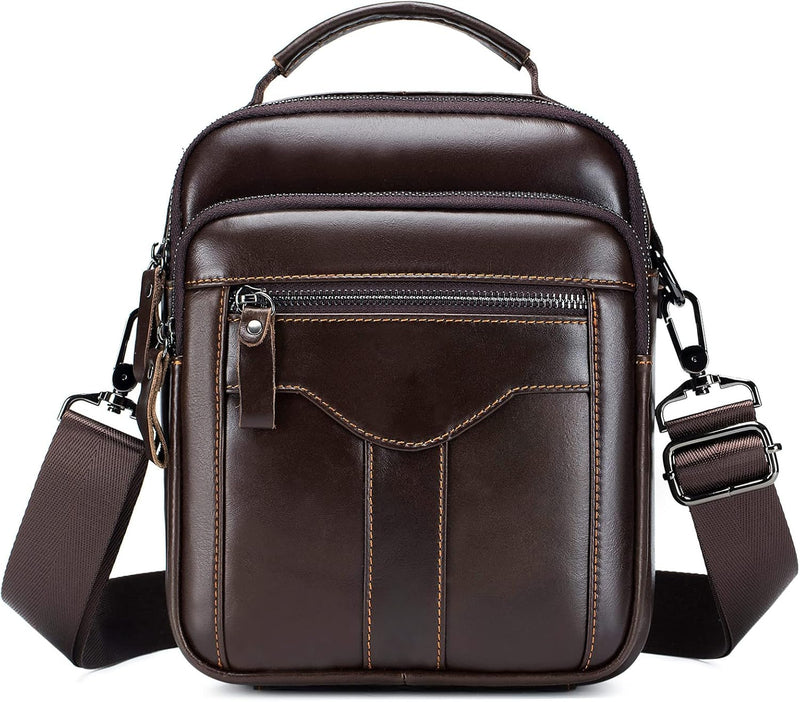 Men's Genuine Leather Shoulder Bag Messenger Briefcase CrossBody Handbag Satchel Travel bag - Type 4-Coffee