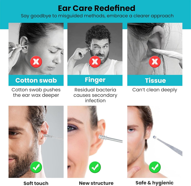 VFK by Trendy Home Ear Cleaning Kit (Pack of 1), Reusable Ear Wax Cleaner Tool Set with Storage Box - Ear Wax Remover Tool Kit with Ear Curette Cleaner and Spring Earbuds Cleaner