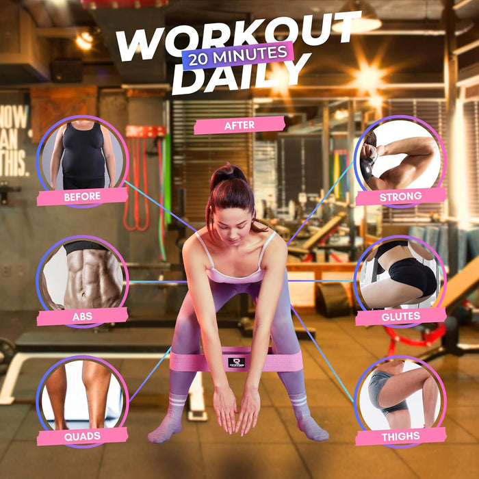 3 Sets Resistance Bands | Glutes, Hips and Legs Exercise Band | Ideal for Home Gym Fitness, Yoga, Pilates & Workout | Women and Men Non-Slip Booty Band | Physio Resistant Loop