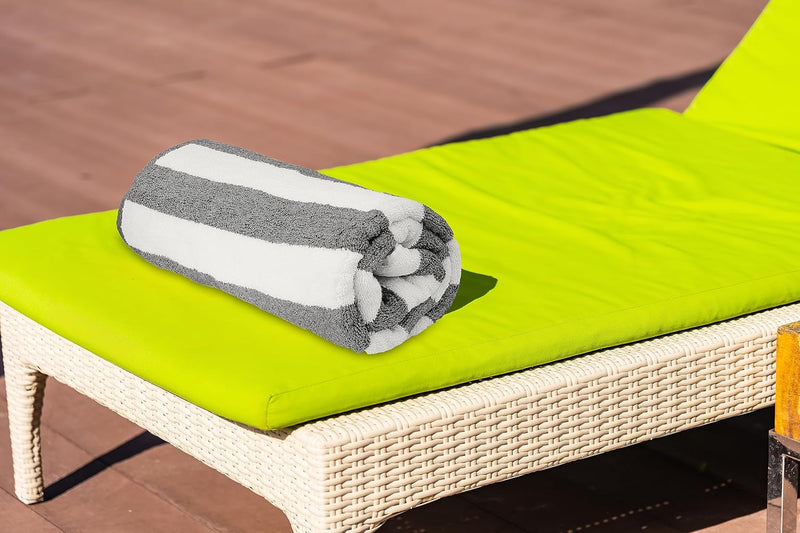 Bliss Casa Oversized Beach Towels (2 Pack, 90x180 cm) - Extra Large 100% Cotton Summer Pool Cabana Stripe Highly Absorbent & Soft Towel (Beach Towel - 2PC, Blue)