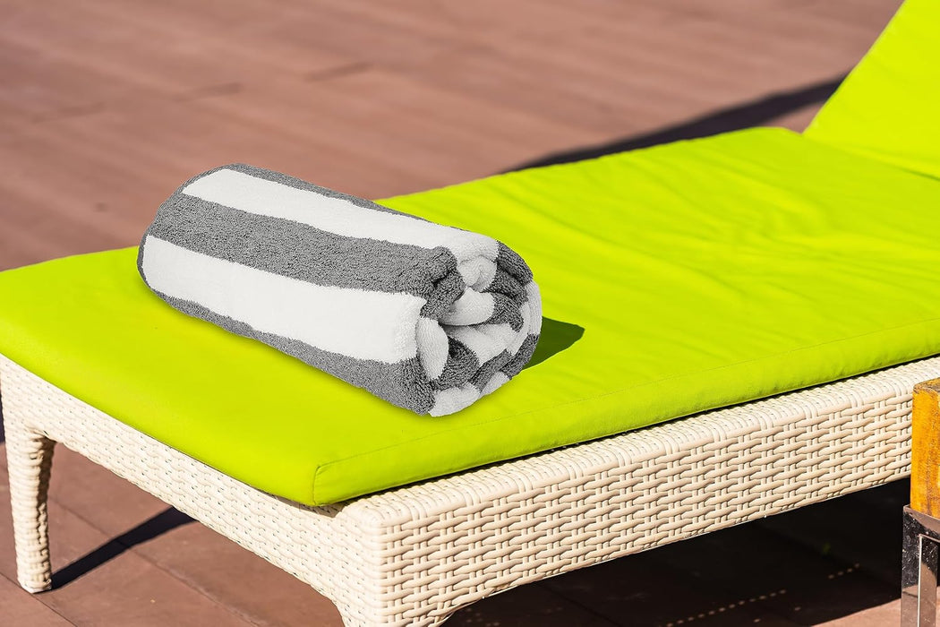 Bliss Casa Oversized Beach Towels (2 Pack, 90x180 cm) - Extra Large 100% Cotton Summer Pool Cabana Stripe Highly Absorbent & Soft Towel (Beach Towel - 2PC, Blue)