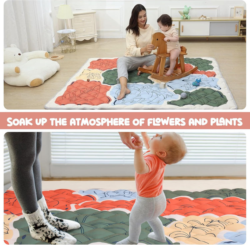 EAQ Crawling Mat Baby 150 x 180 cm, Foldable & Washable Baby Playpen Mat, Thick One-Piece Crawling Mat, Extra Large, Non-Slip Crawling Blanket for Baby
