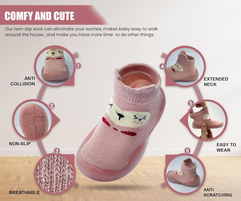 Dookeh Baby Sock Shoes Boys Girls First Walking Shoes Non-Slip Slippers Soft Sole Sneakers Toddler Infant Babygirl