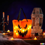 JOYIN 2pcs Halloween Trick or Treat Bags, 10 x 11.8 Inch / 25 x 30 cm Reusable Pumpkin Buckets for Kids Halloween Birthday Party