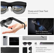 ASUS AirVision M1 Smart Glasses: 100" Wearable Display with All-Day Comfort, 1100 nits, 95% DCI-P3, Designed for ROG Ally, Windows Laptop and PCs, TÜV Rheinland Certified, Low Blue-Light - Black