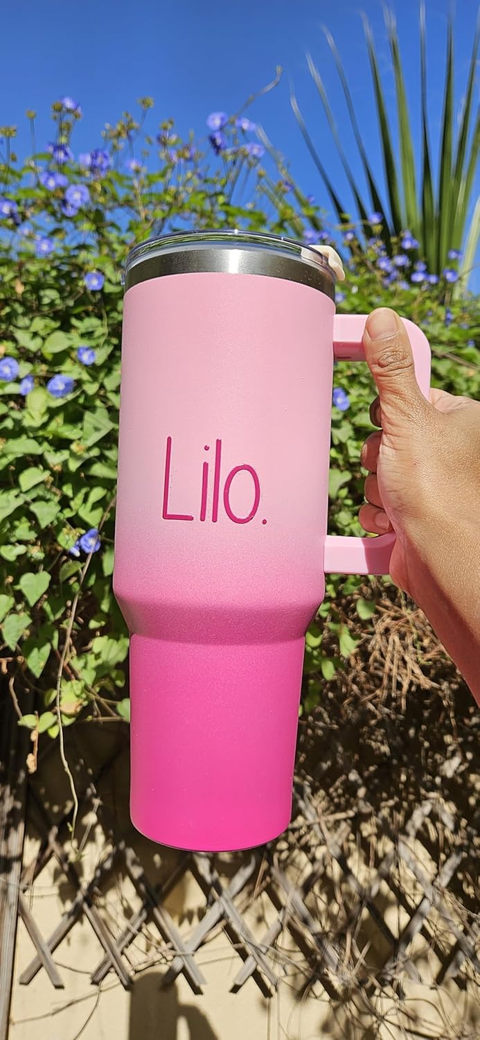 Lilo 40oz /1200ml Tumbler with Straw and Lid Vacuum Insulated Stainless Steel Travel Tumblers Cup Holder Friendly, Leak Proof Reusable Water and Coffee Tumbler for Hot & Cold Drinks (Lavender Moss)