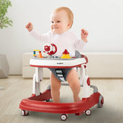 Baybee Astro 2 in 1 Baby Walker With 3 Adjustable Height & Musical Push Handle for Kids 6 to 18 Months (Black) - Red