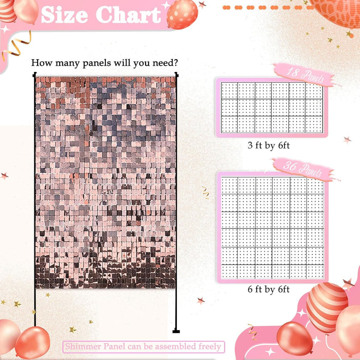 LuoluoHouse Shimmer Wall Panel Sequin Backdrop 36 Panel Birthday Wedding Background Decoration Walls Anniversary Engagement Decorations