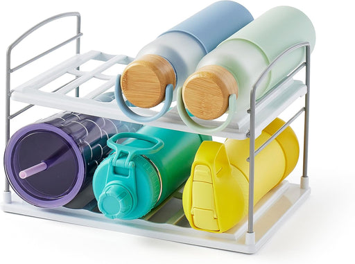 YouCopia UpSpace Water Bottle and Travel Mug Cabinet Organizer, Adjustable Storage Rack for Kitchen Organization, 3-Shelf, Size: 7.5"D x 11.4"W x 9.1"H - 2-Shelf