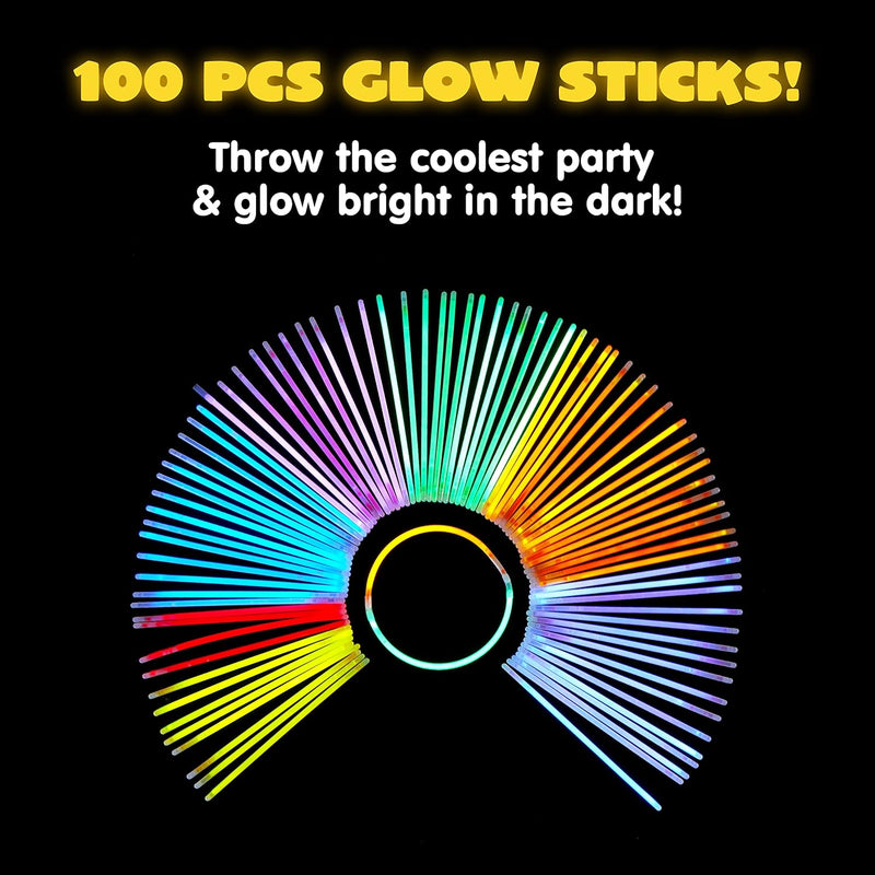 JOYIN 144 Pcs Glow Sticks Bulk 8" Bracelets Necklaces, Glow in the Dark Neon , Easter, Christmas, Football,Halloween Party Supplies Pack,