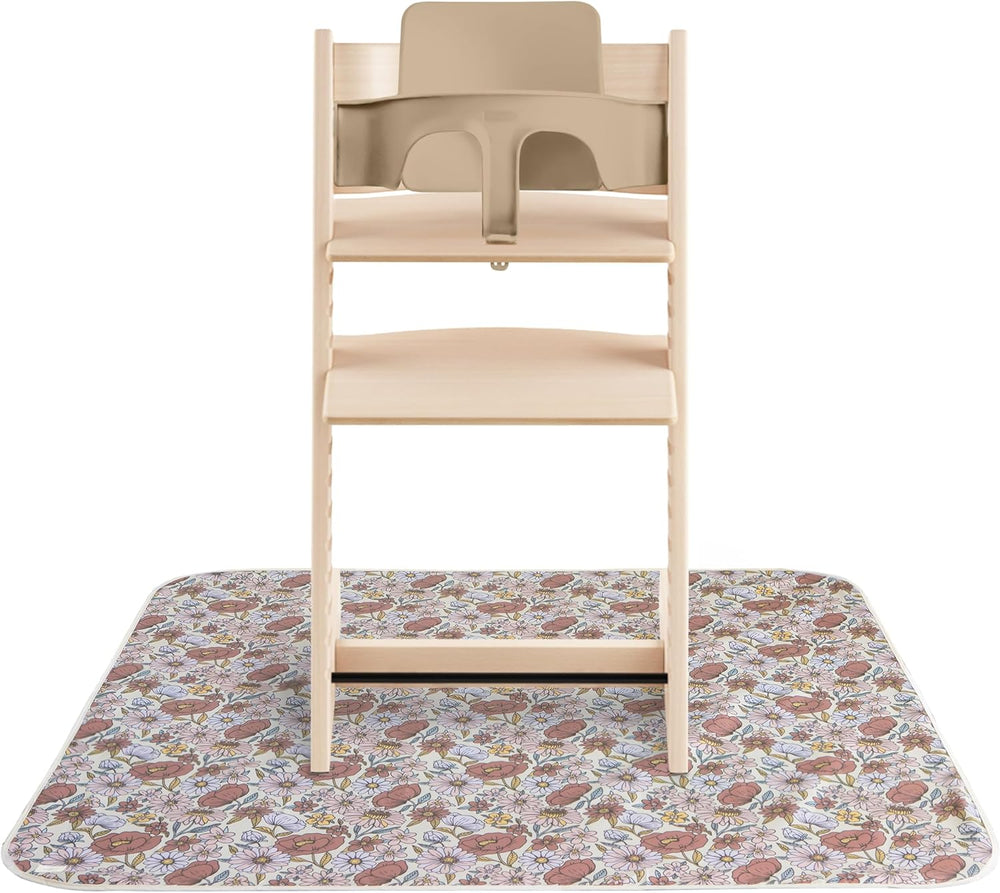 Baby Splat Mat 42.5x42.5 Inch (Olive Check) Water Resistant for Under High Chair and Infant Play
