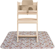 Baby Splat Mat 42.5x42.5 Inch (Olive Check) Water Resistant for Under High Chair and Infant Play - Retro Flowers