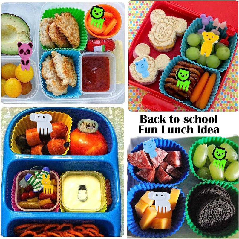60Pcs Silicone Lunch Box Dividers bento Box Accessories Silicone Cupcake Liners,Bento Lunch Box Dividers with Food Picks for Lunch Containers