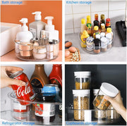 Clear Plastic Lazy Susan Organizer. 360 Rotating Turntable with Raised Edge for Kitchen, Bathroom, Pantry, Cabinet. Spinning Tray for Spices, Condiments. Effortless Organization and Easy Access